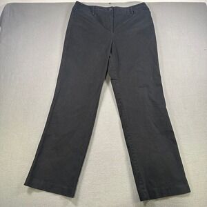 Talbots Stretch Black Chino Pants Womens 12 Straight Leg Cotton Blend Casual